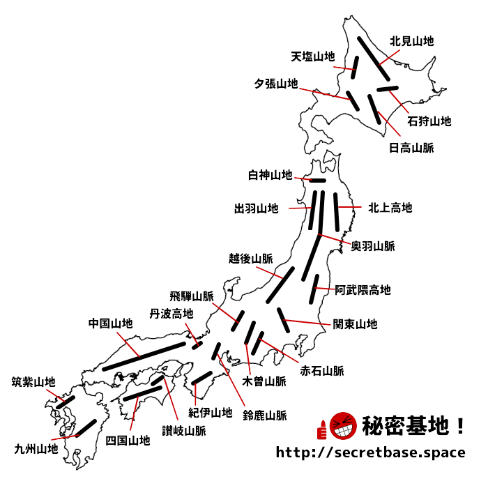 日本山地マップ